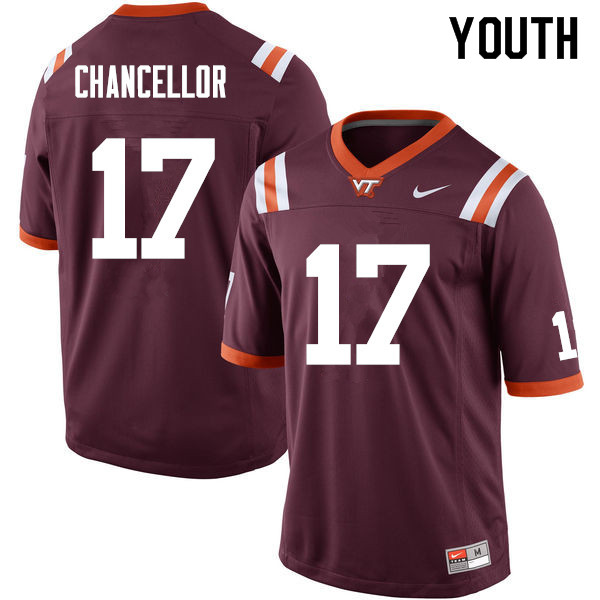 Youth #17 Kam Chancellor Virginia Tech Hokies College Football Jerseys Sale-Maroon - Click Image to Close